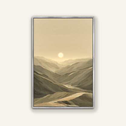 Neutral desert landscape with silver frame.