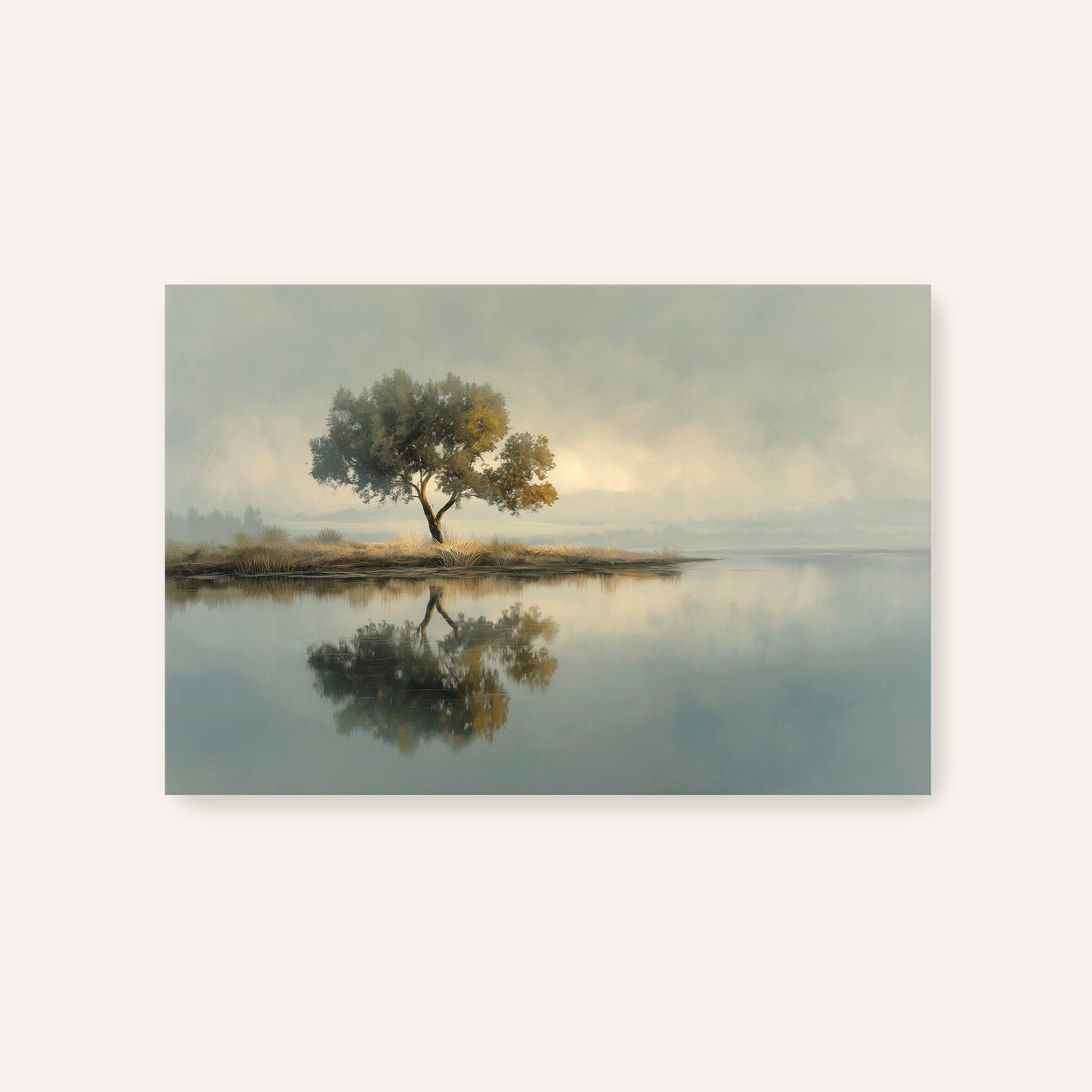 Minimalist Still Water Reflection tree canvas print unframed