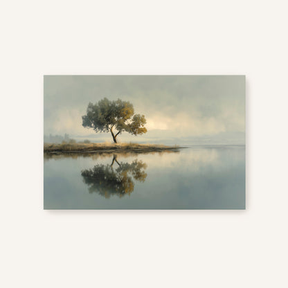 Minimalist Still Water Reflection tree canvas print unframed