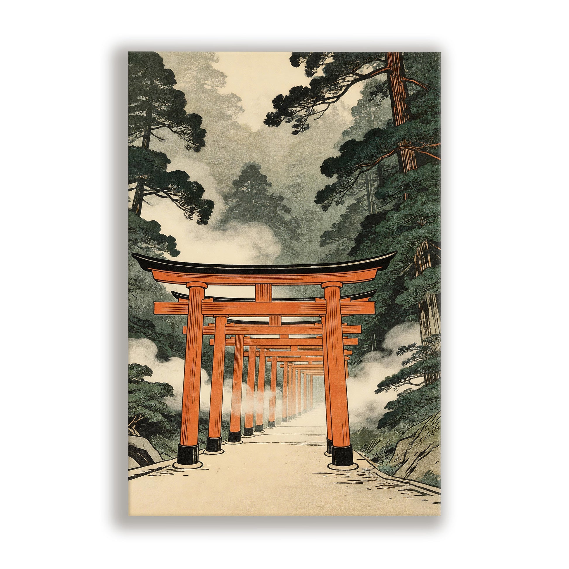 Japanese torii gate gallery wrapped print on white background