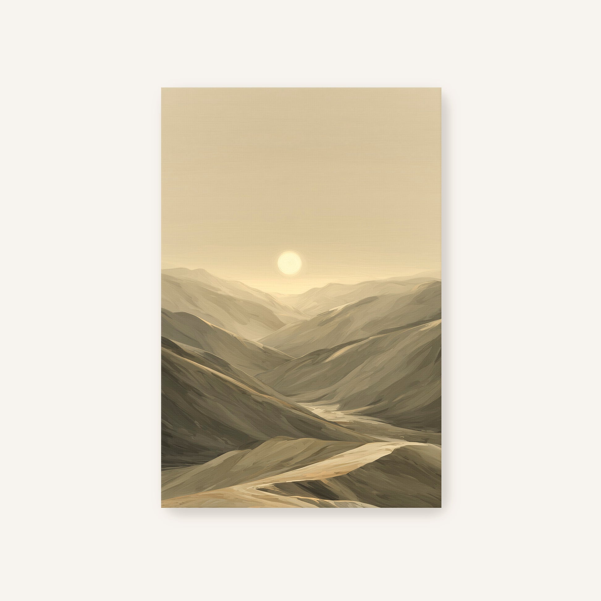 neutral mountain layers on a gallery wrapped canvas.